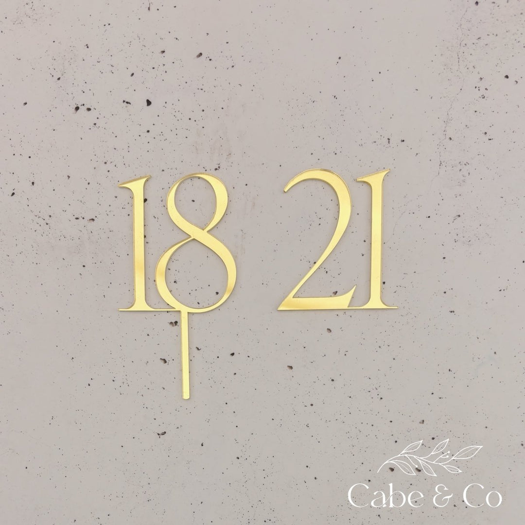 Custom Serif Age Cake Topper