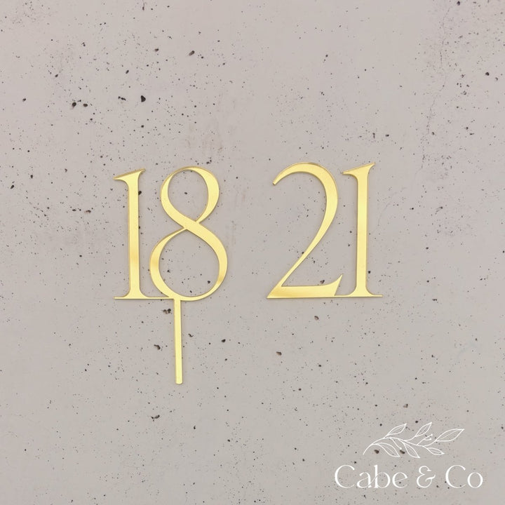 Custom Serif Age Cake Topper