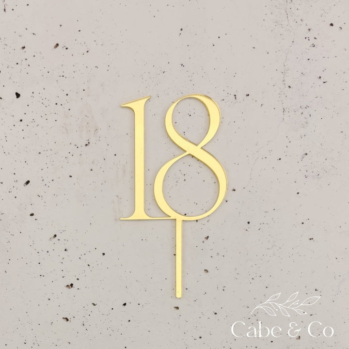 Custom Serif Age Cake Topper