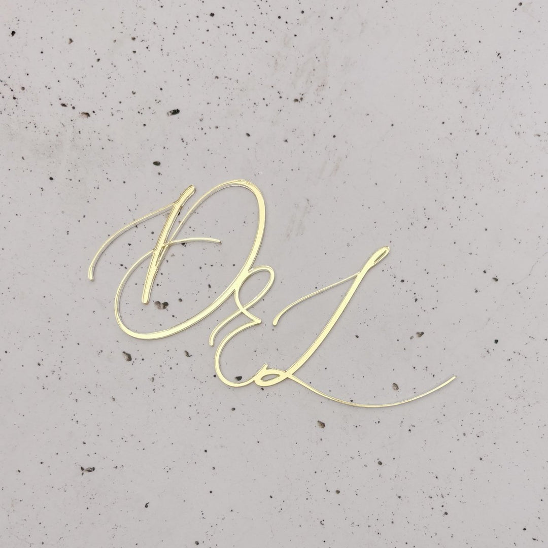 Custom Wedding Cake Script Initials Charm