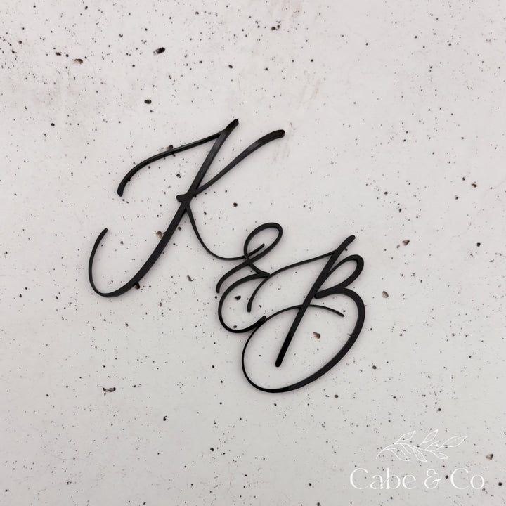 Custom Wedding Cake Script Initials Charm