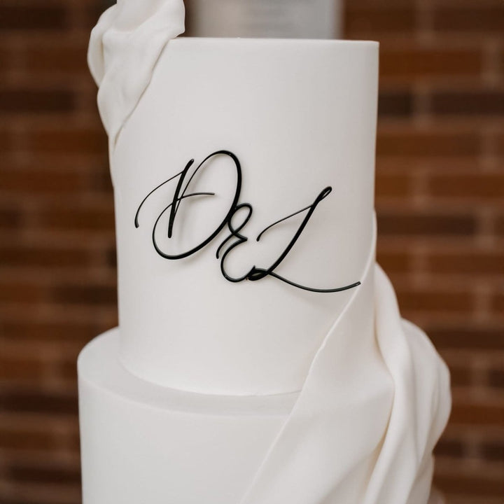 Custom Wedding Cake Script Initials Charm