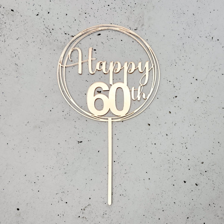 Customisable Circle Happy Birthday Cake Topper - for any age