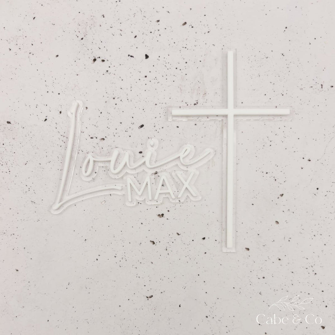 Double Layered Christening Cake Topper &amp; Cross Cake Charm