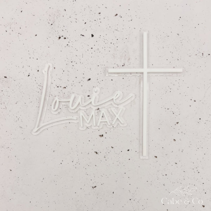 Double Layered Christening Cake Topper &amp; Cross Cake Charm