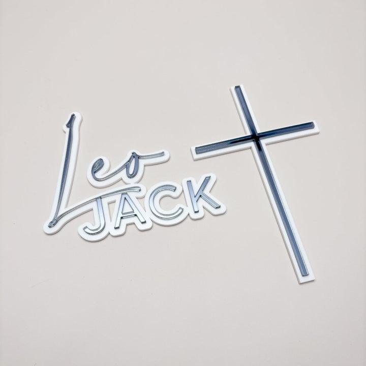Double Layered Christening Cake Topper & Cross Cake Charm