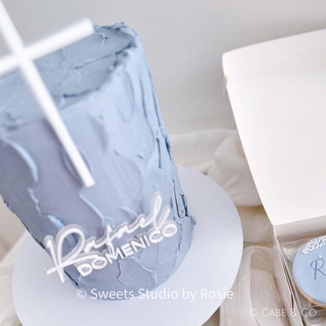 Double Layered Christening Cake Topper & Cross Cake Charm