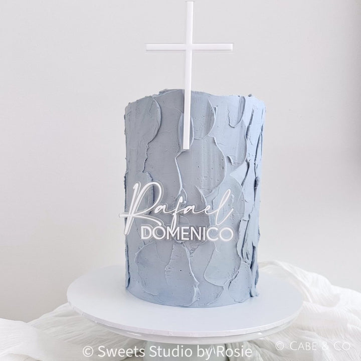 Double Layered Christening Cake Topper & Cross Cake Charm