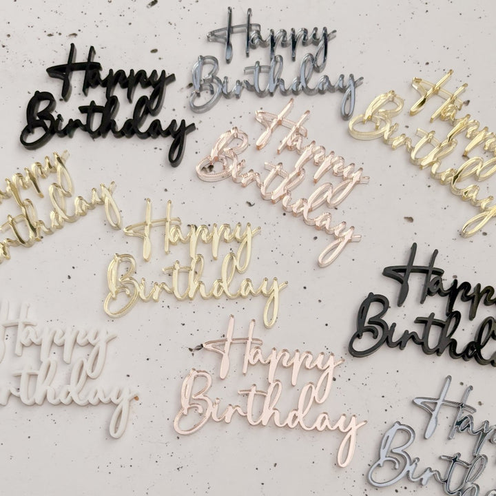 Happy Birthday Script Cupcake Charms