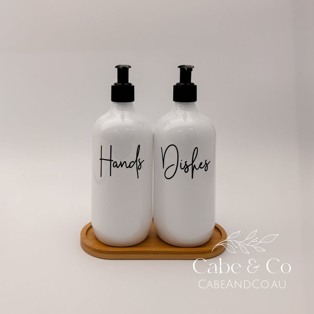 Kitchen Soap Dispenser Bottles, with Bamboo Tray