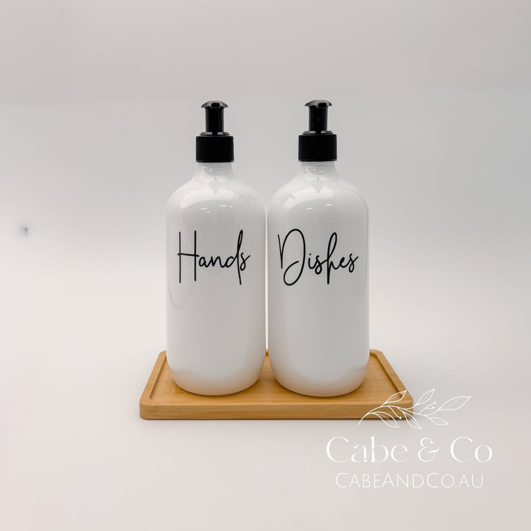 Kitchen Soap Dispenser Bottles, with Bamboo Tray
