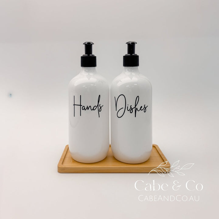 Kitchen Soap Dispenser Bottles, with Bamboo Tray