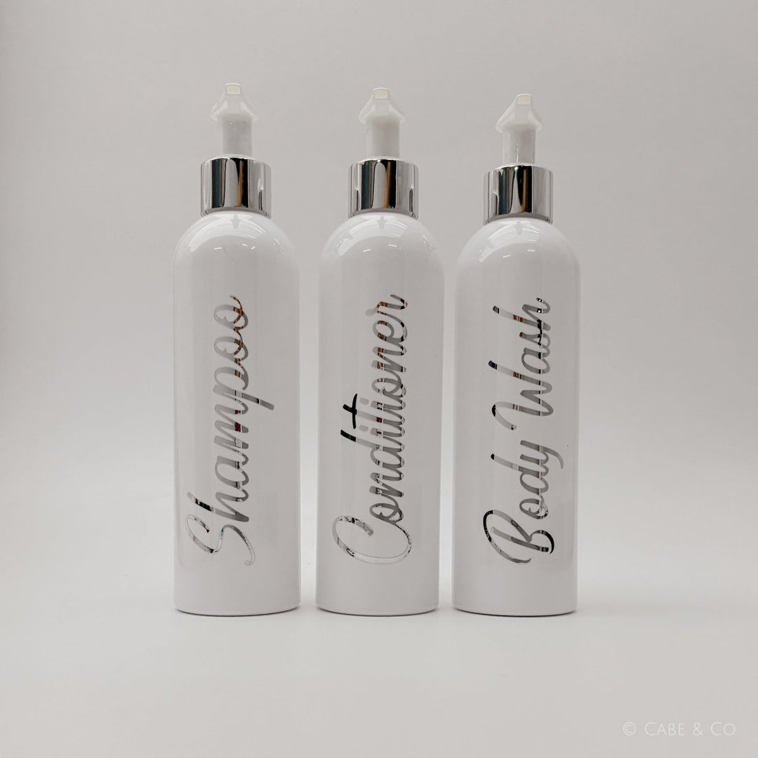 Metallic Bathroom Pump Bottle Set