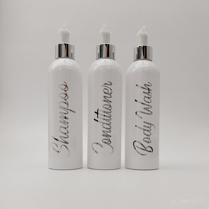 Metallic Bathroom Pump Bottle Set