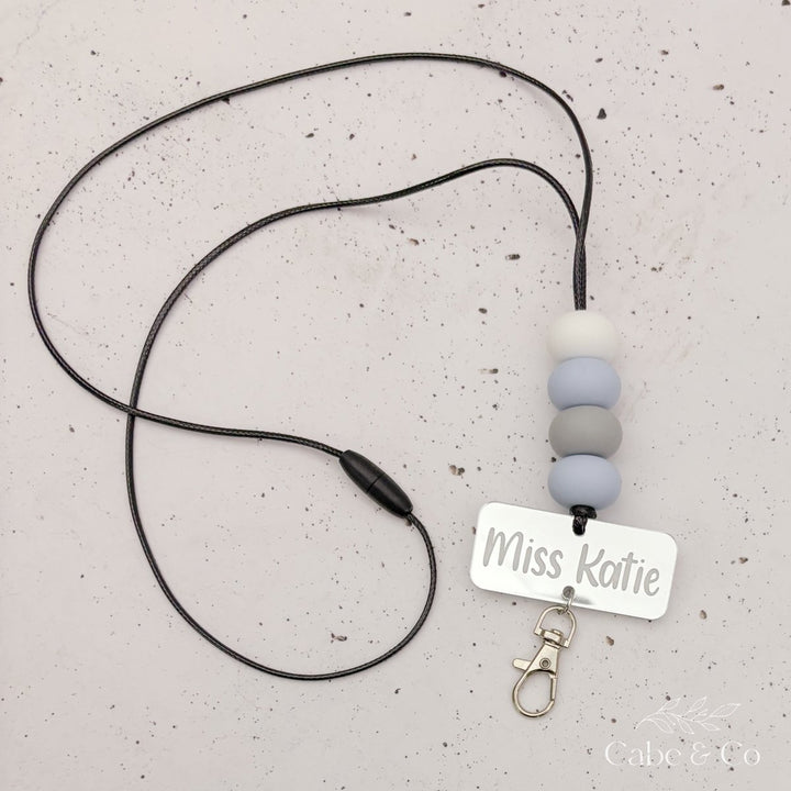 Mirror Silver Acrylic Name Lanyard
