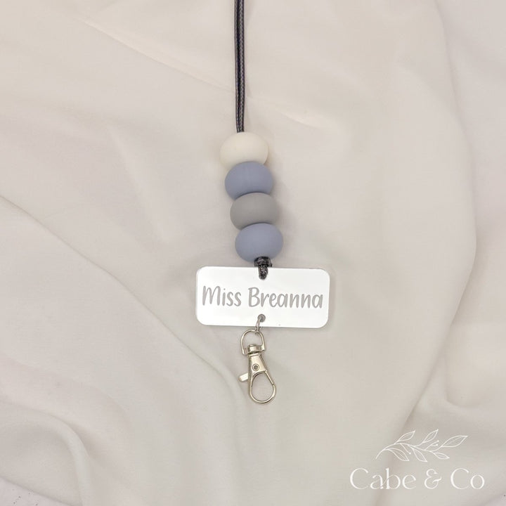 Mirror Silver Acrylic Name Lanyard