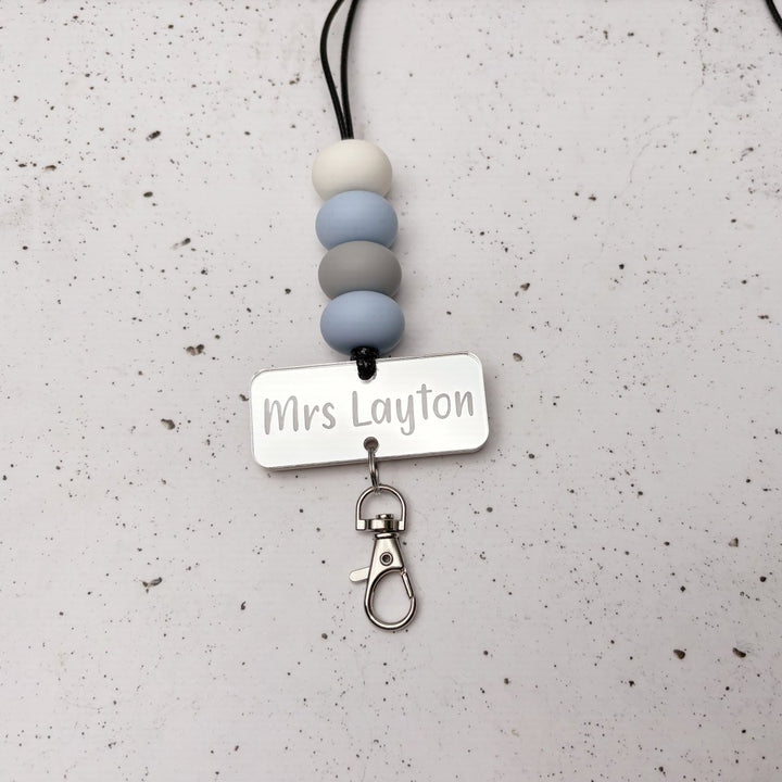Mirror Silver Acrylic Name Lanyard