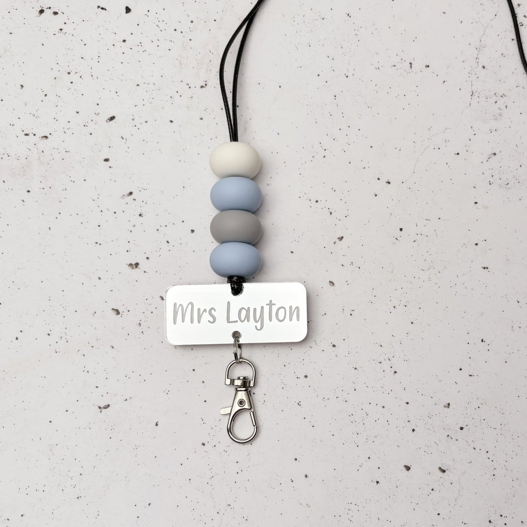 Mirror Silver Acrylic Name Lanyard