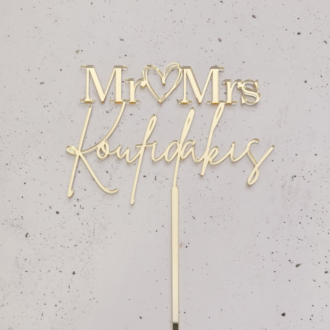 Mr ❤️ Mrs Wedding Cake Topper