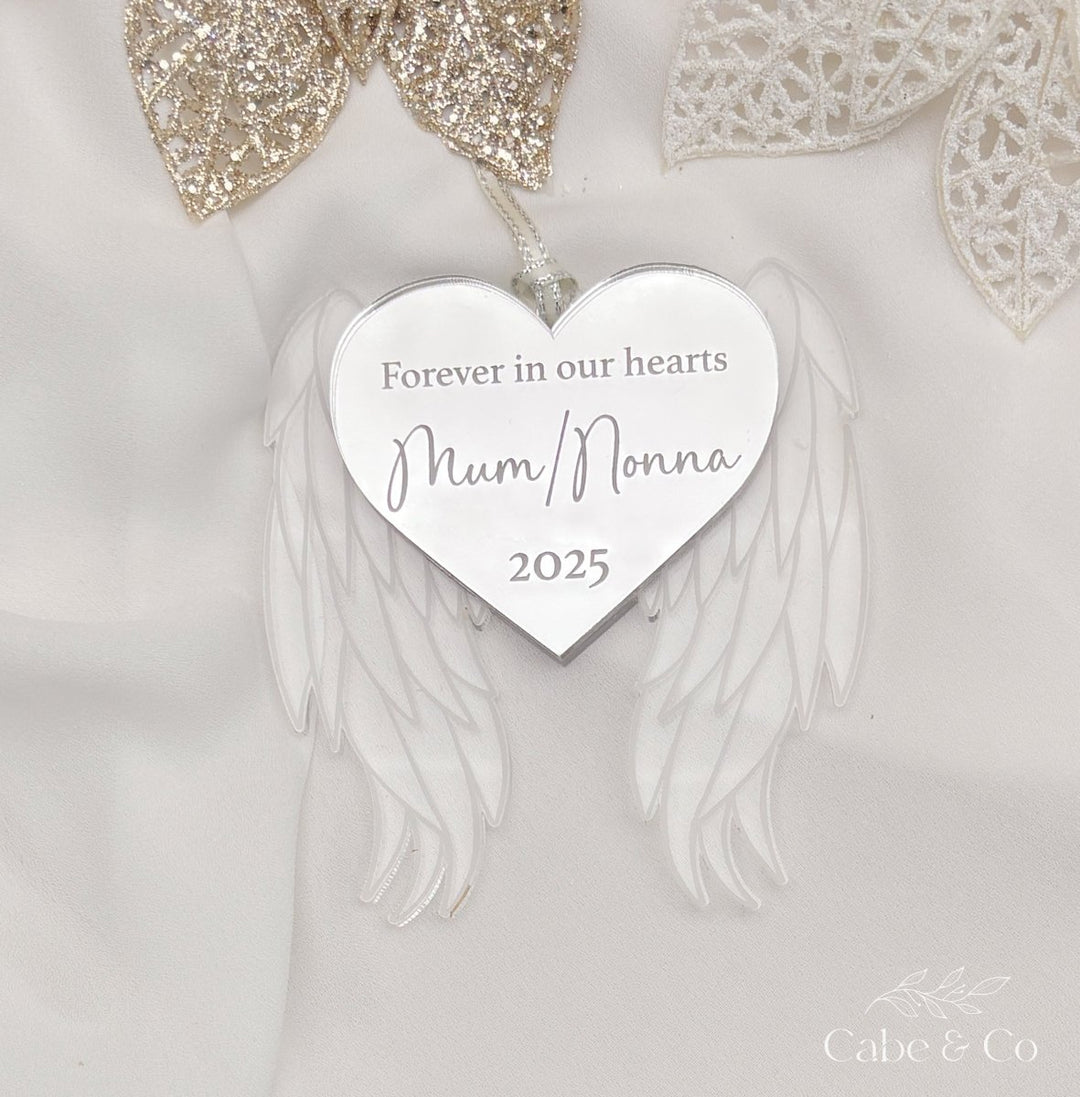 Personalised Angel Wing Memorial Christmas Ornament