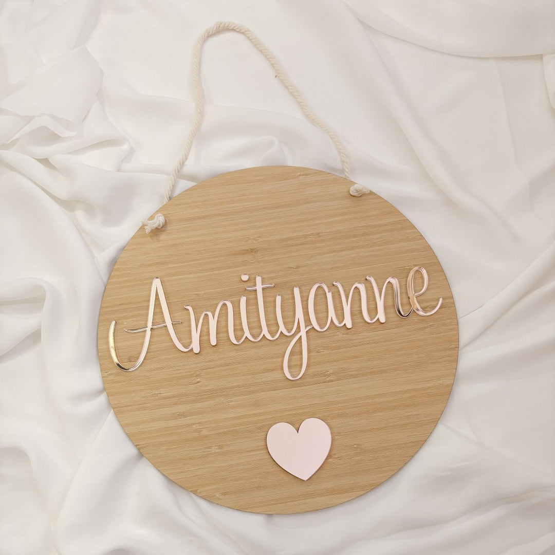 Personalised Bamboo Name Plaque  for Nursery Decor