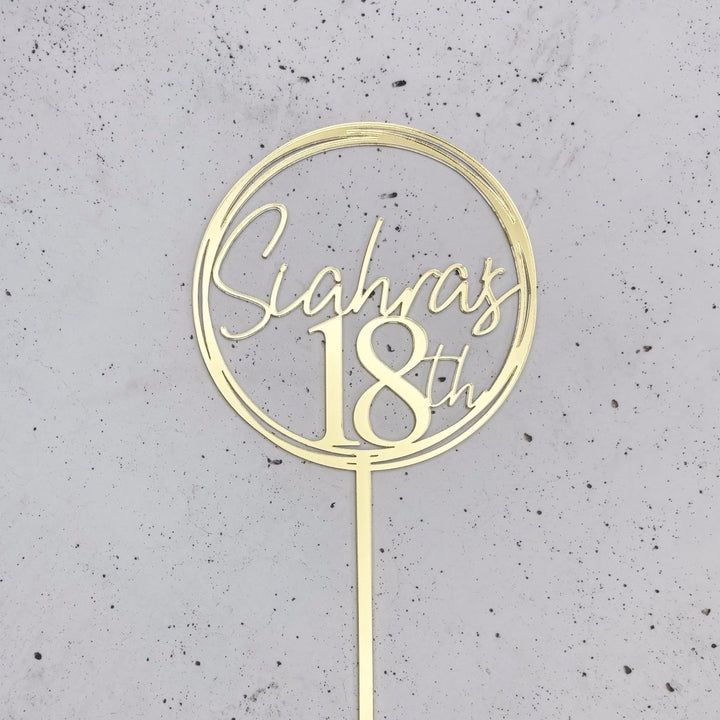Personalised Birthday Cake Topper - Circle