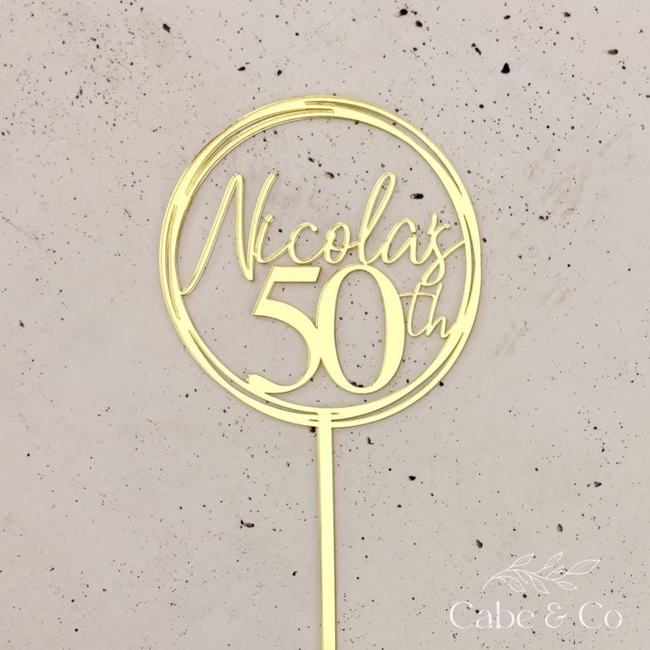Personalised Birthday Cake Topper - Circle