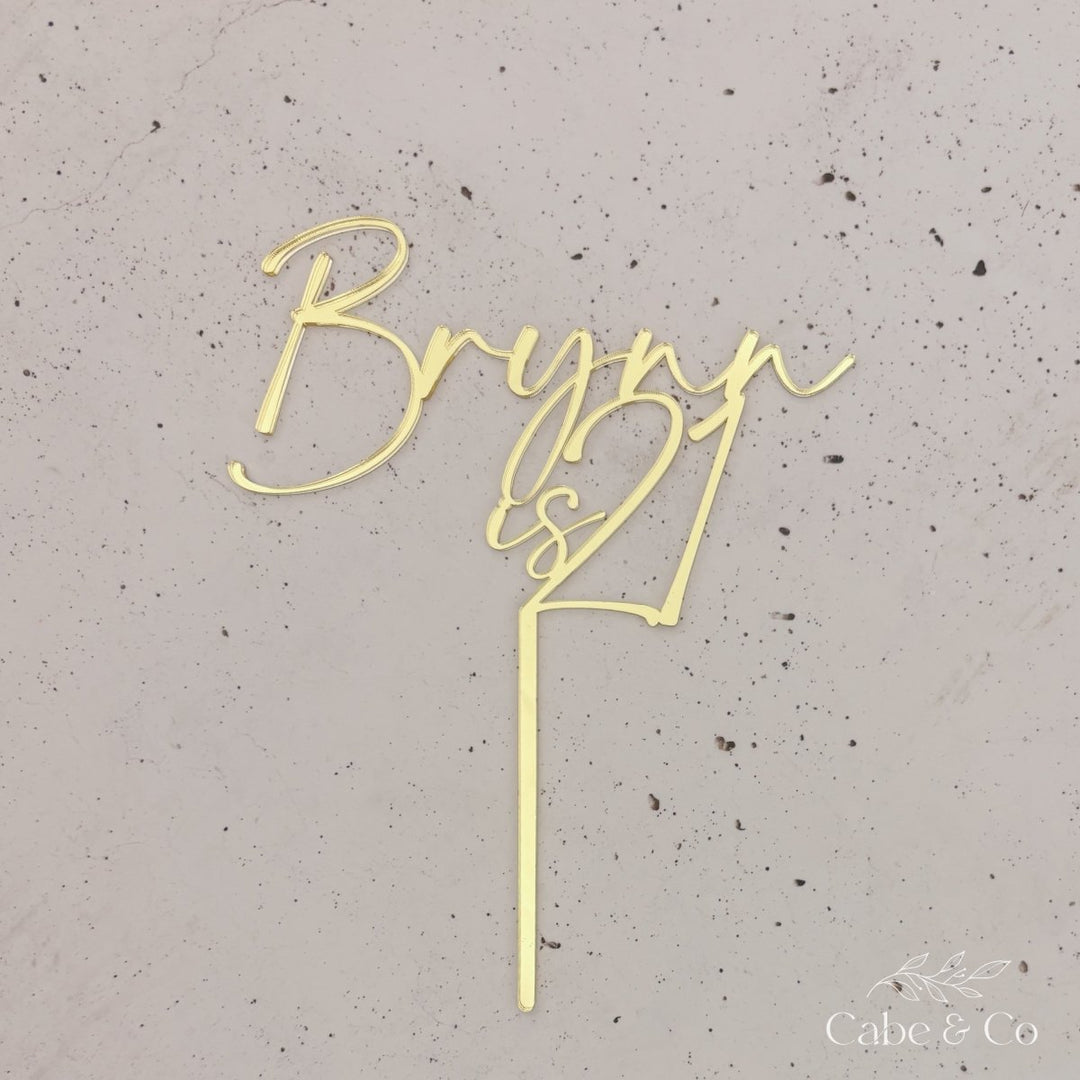 Personalised Birthday Cake Topper - Name &amp; Age Design