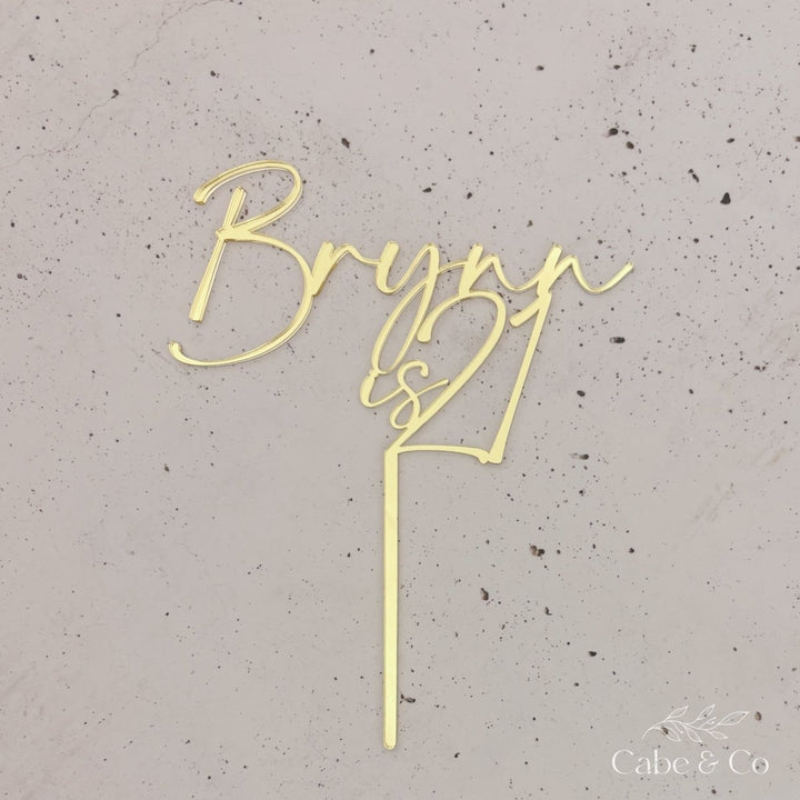Personalised Birthday Cake Topper - Name &amp; Age Design