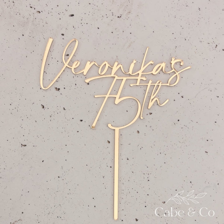 Personalised Birthday Cake Topper - Name &amp; Age Design