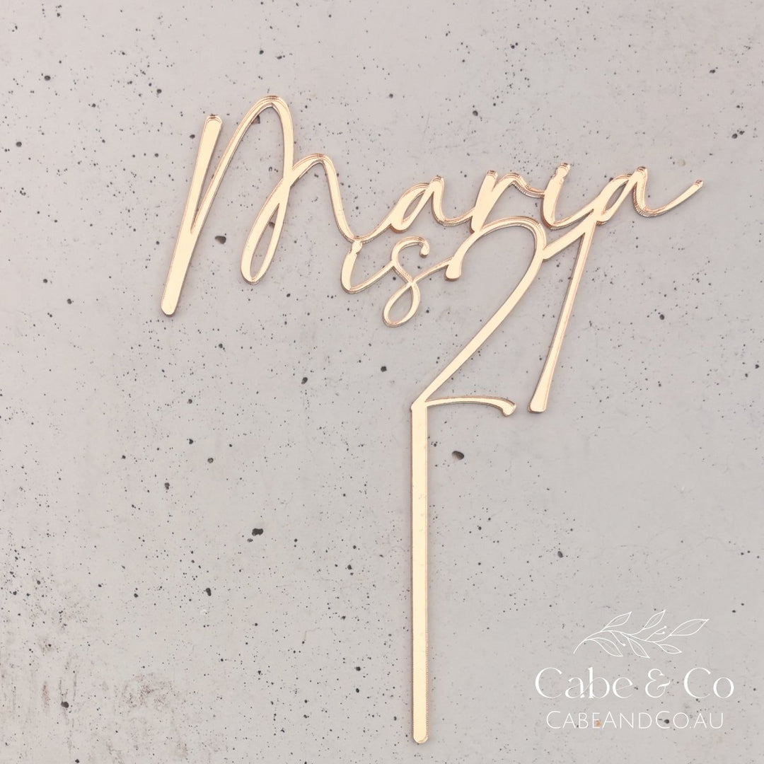 Personalised Birthday Cake Topper - Name &amp; Age Design