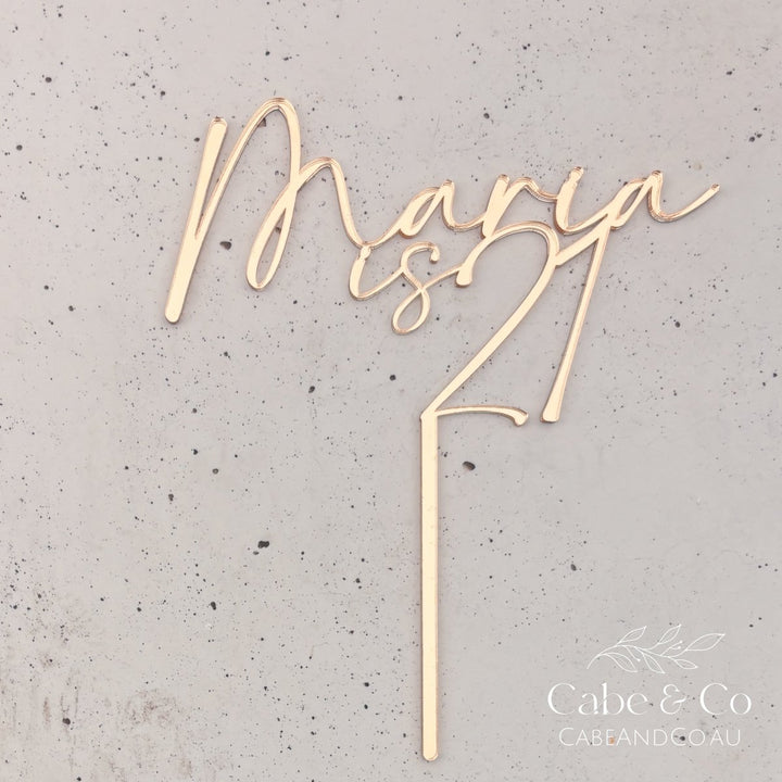 Personalised Birthday Cake Topper - Name &amp; Age Design