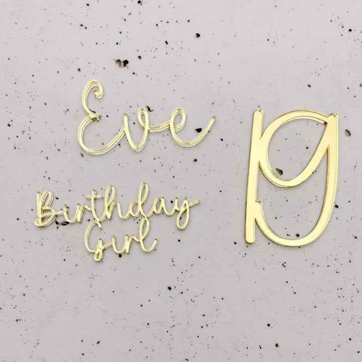 Personalised Birthday Script Cupcake Charms - Name & Age
