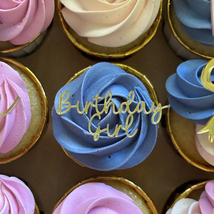 Personalised Birthday Script Cupcake Charms - Name & Age