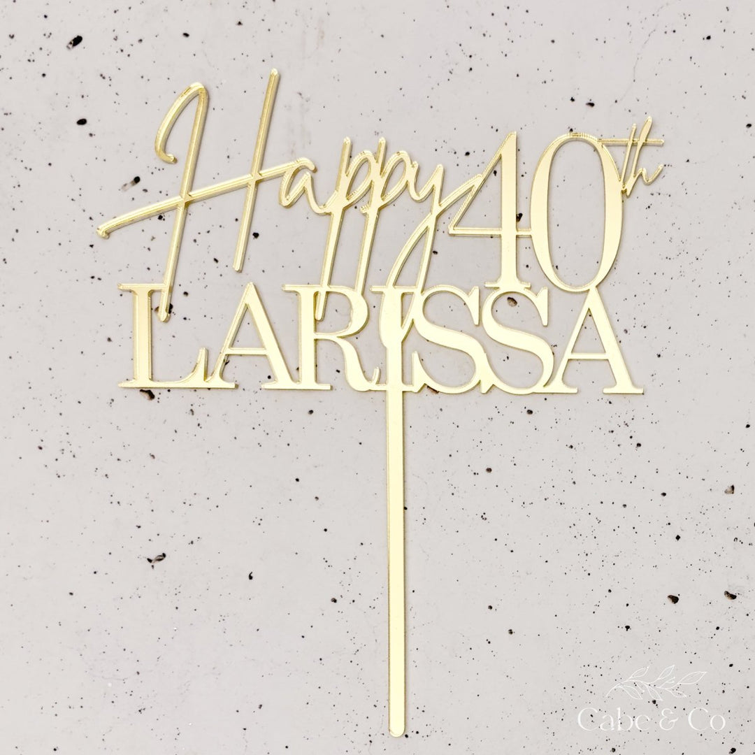 Personalised Cake Topper with Happy, Age & Name