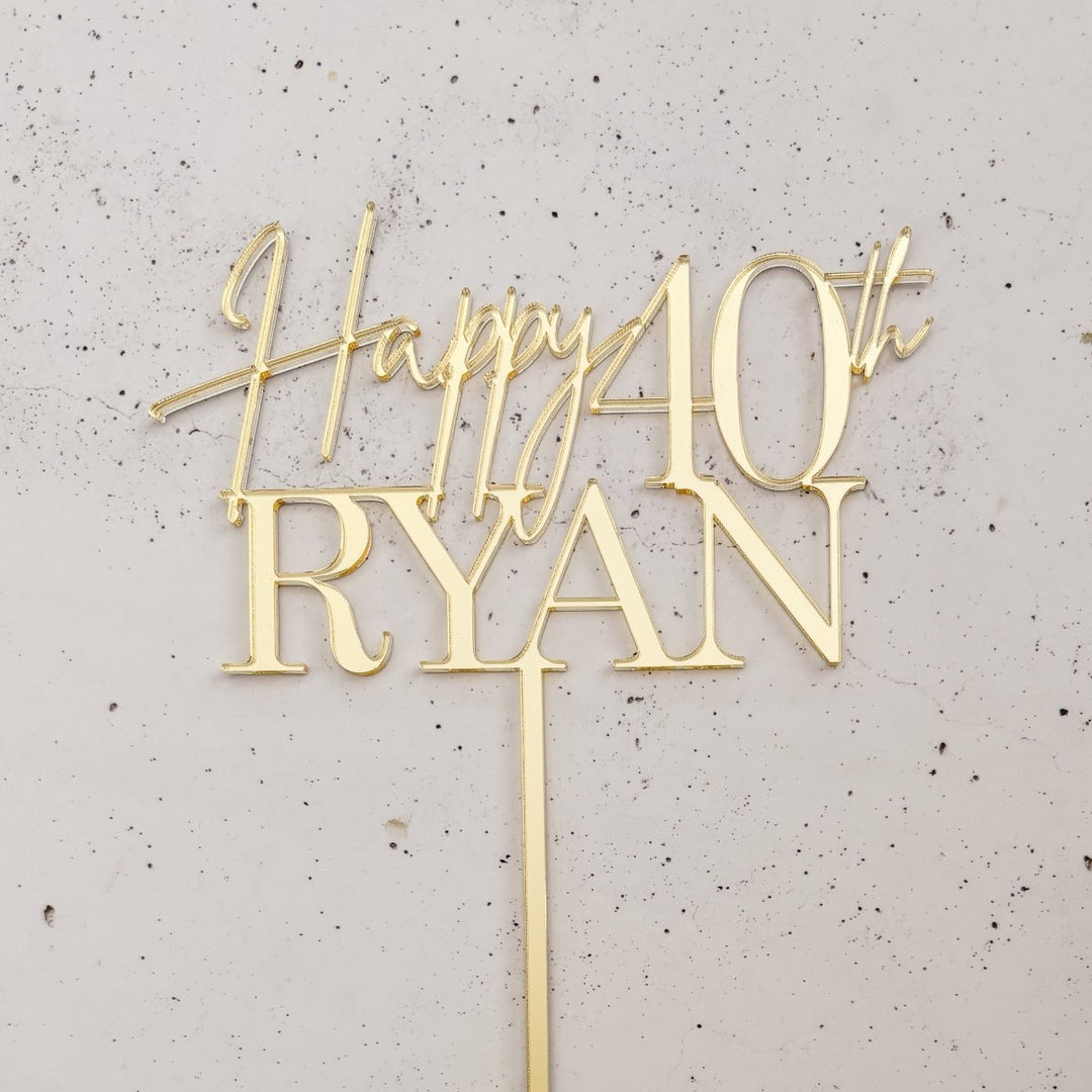 Personalised Cake Topper with Happy, Age & Name