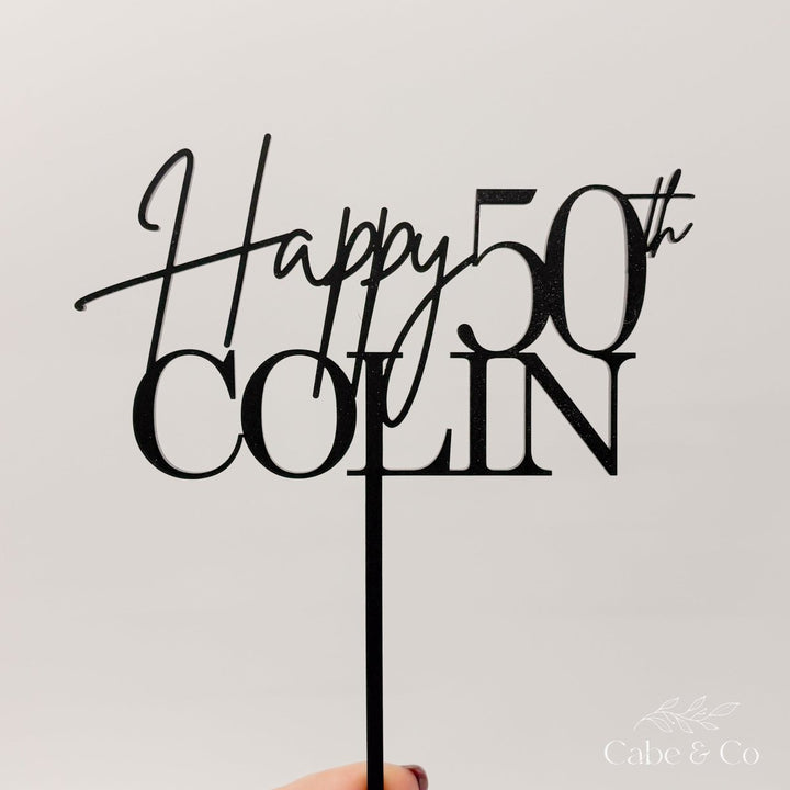 Personalised Cake Topper with Happy, Age &amp; Name