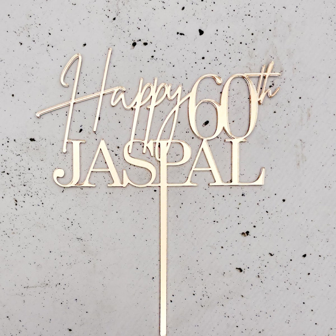 Personalised Cake Topper with Happy, Age & Name