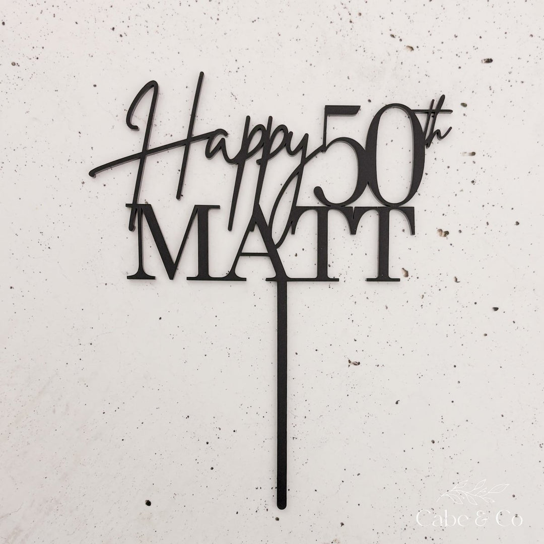 Personalised Cake Topper with Happy, Age &amp; Name