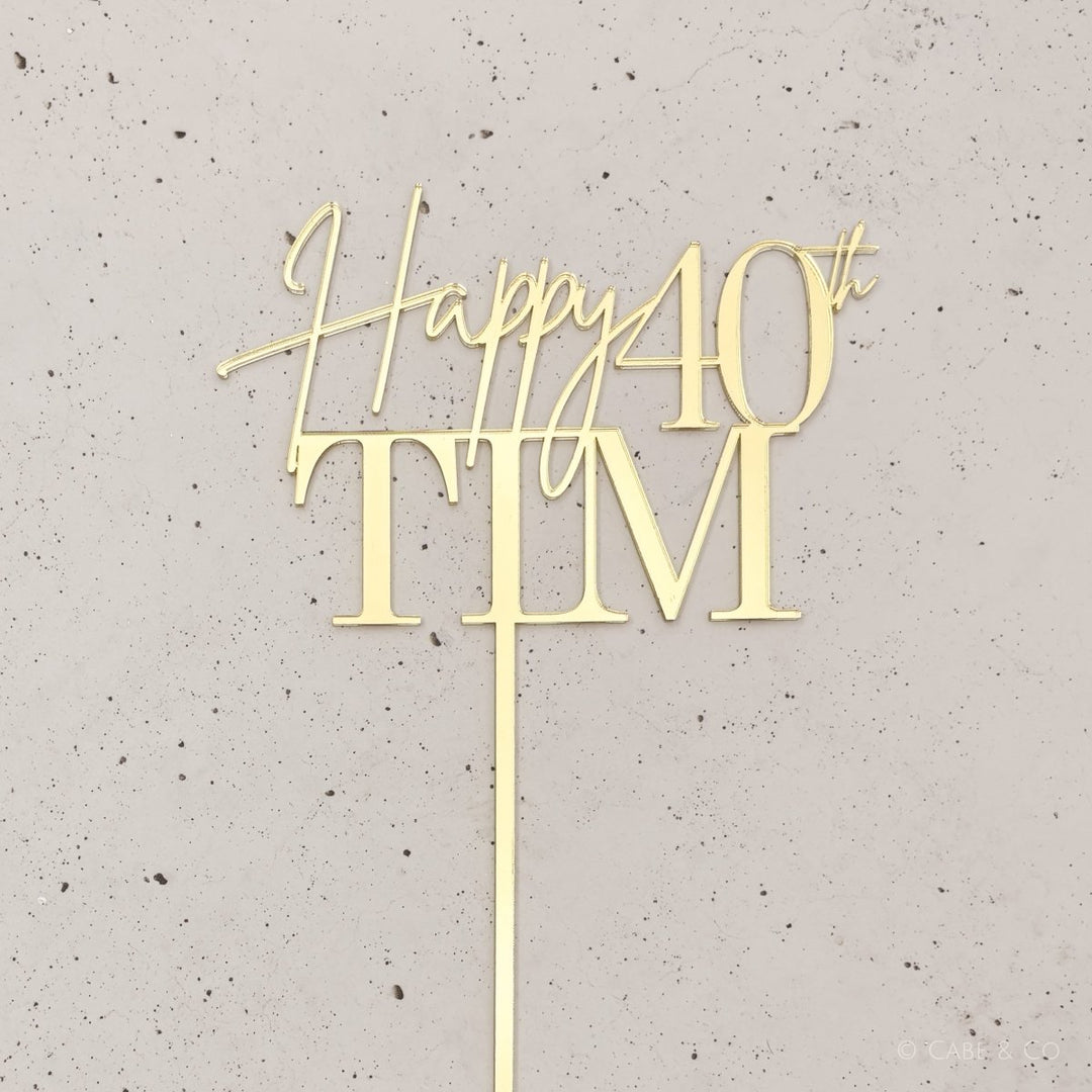 Personalised Cake Topper with Happy, Age & Name