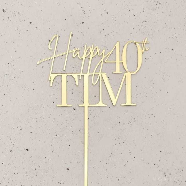 Personalised Cake Topper with Happy, Age & Name