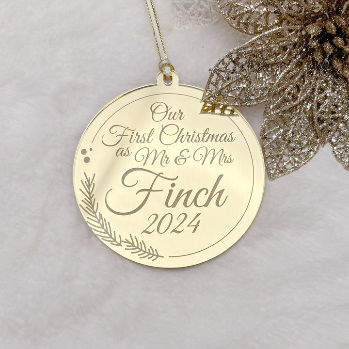 Personalised Christmas Bauble for Newlyweds