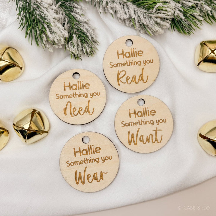 Personalised Christmas Gift Tags - Something you Need, Want, Wear & Read