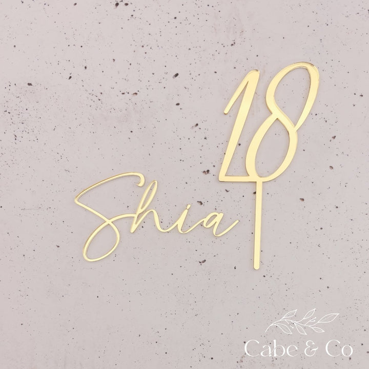 Personalised Name Cake Charm &amp; Age Topper
