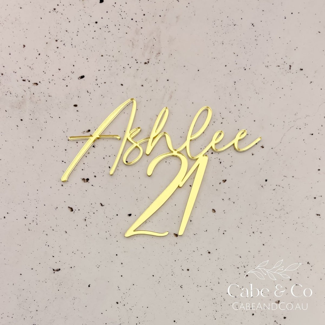 Personalised Name Cake Charm &amp; Age Topper