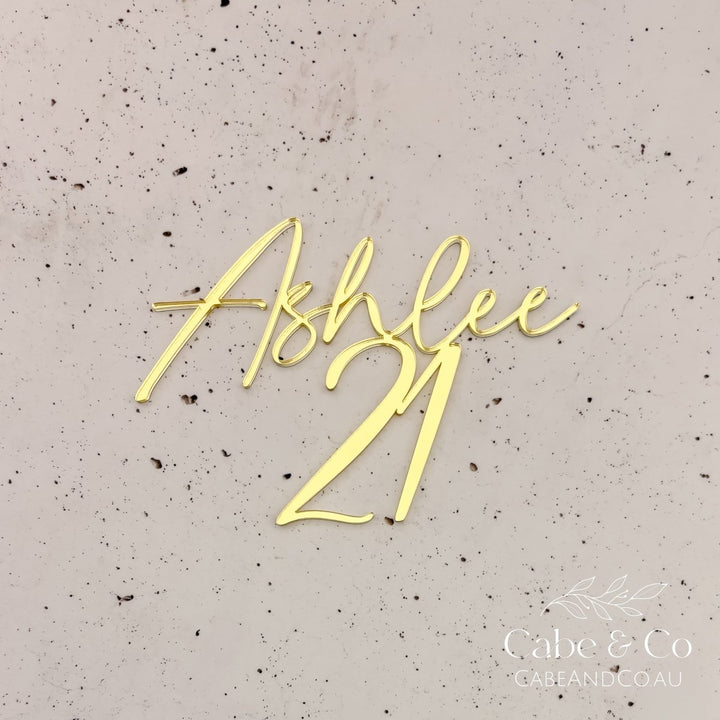 Personalised Name Cake Charm &amp; Age Topper