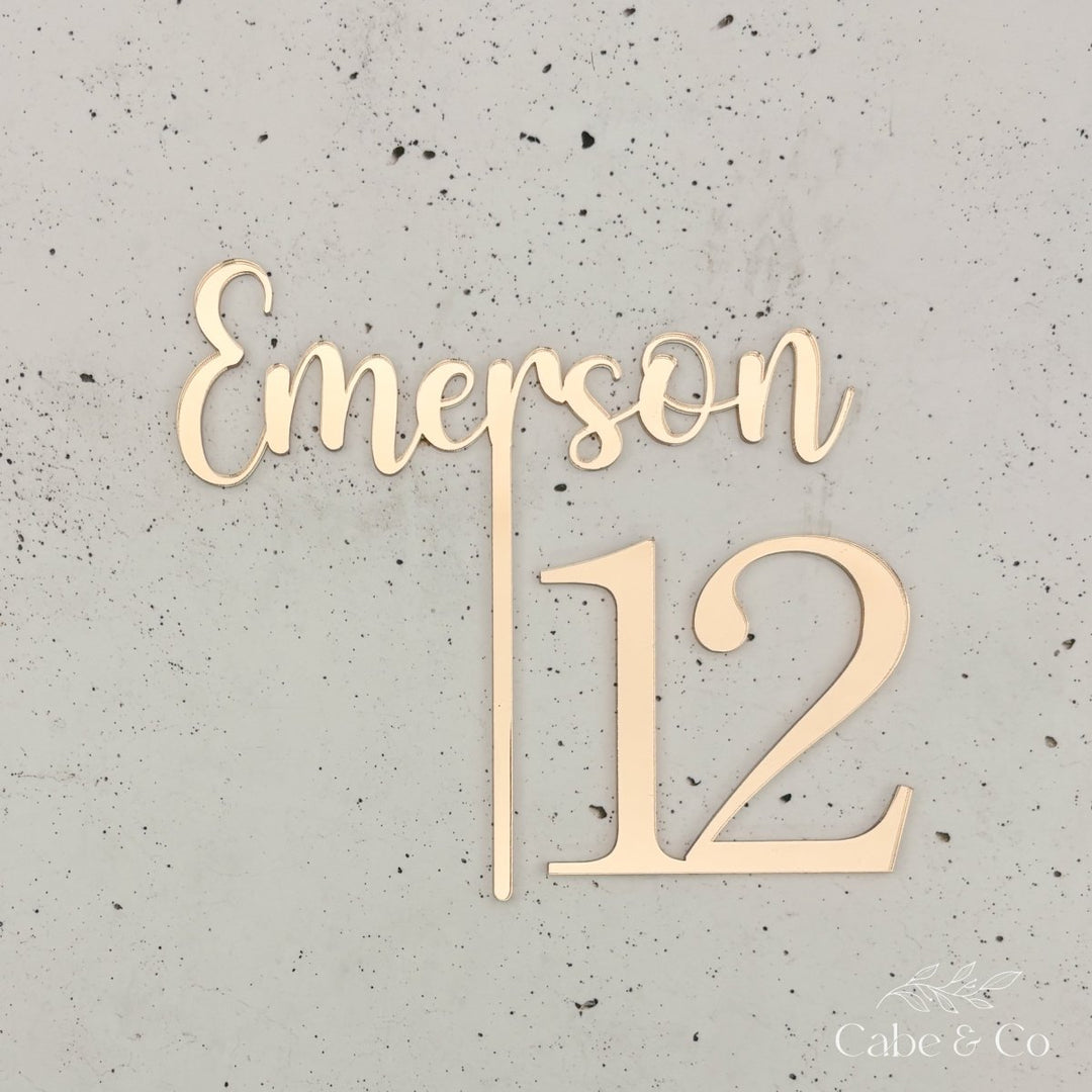 Personalised Name Cake topper &amp; Age Charm