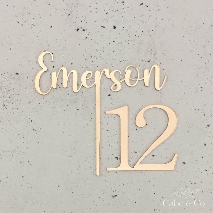 Personalised Name Cake topper &amp; Age Charm