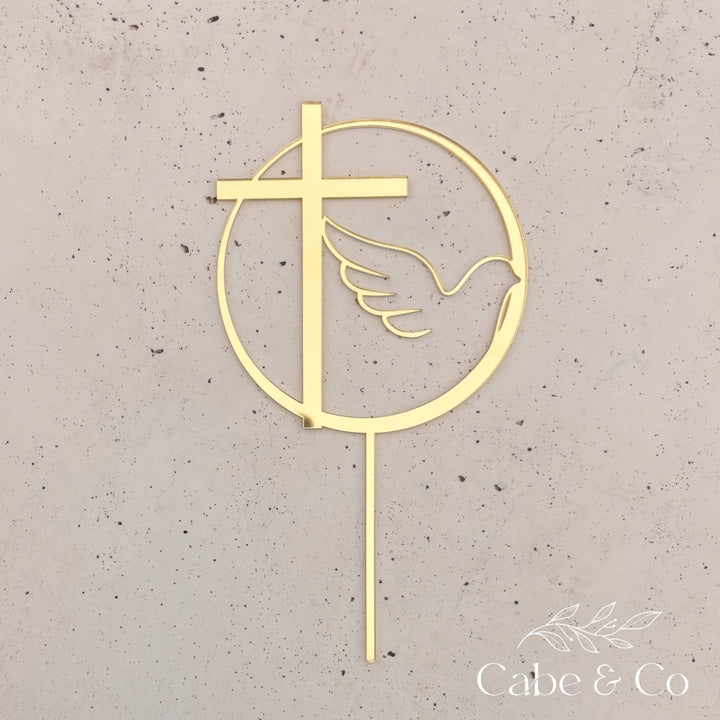 Personalised Religious Dove &amp; Cross Cake Topper