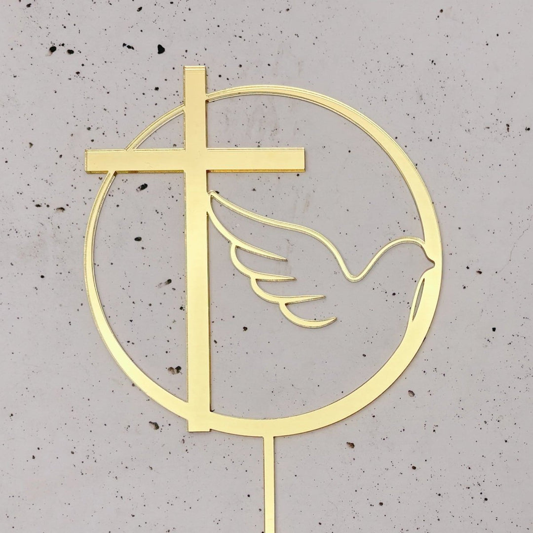 Personalised Religious Dove &nCross Cake Topper